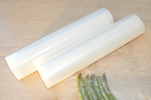 Our 280mm wide food saver rolls, sometimes referred to as vacuum sealer rolls, can be cut to desired length and used.