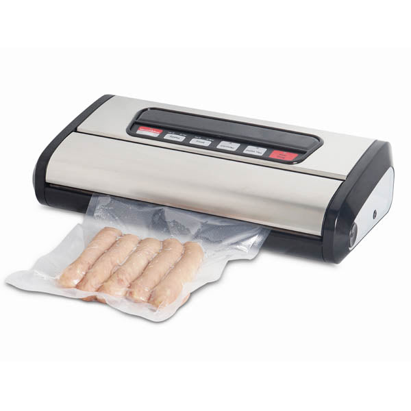 Stainless Steel Food Vacuum Sealer with intergrated roll compartment